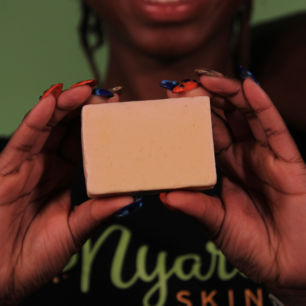 Organic Turmeric Brightening Soap bar close-up