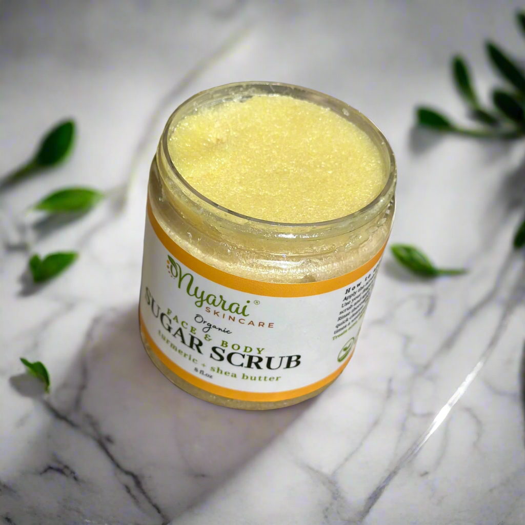 Close-up of Golden Glow exfoliating scrub - organic turmeric scrub