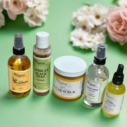 5-Step Balancing Bundle products - complete skincare routine items arranged in order